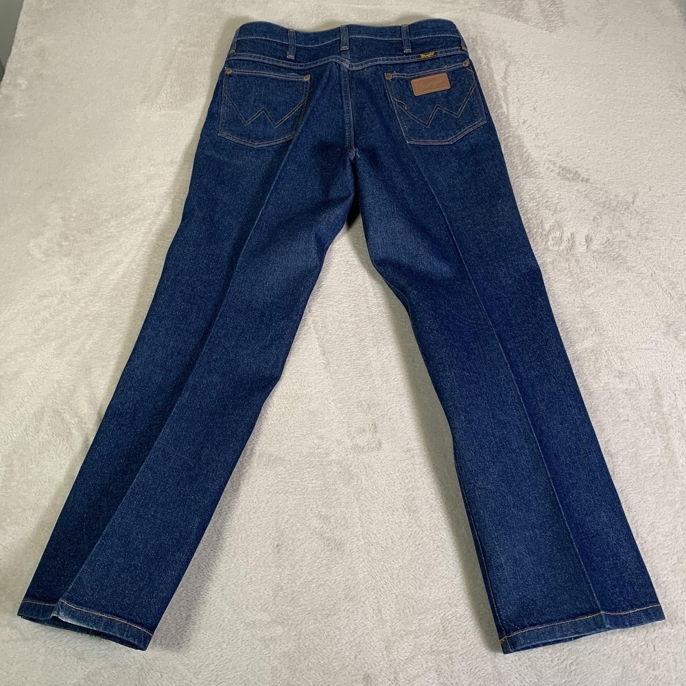 Vintage Wrangler 936DEN Jeans Mens 33x30 (Tag 35x32) Blue Rigid Bootcut USA Made